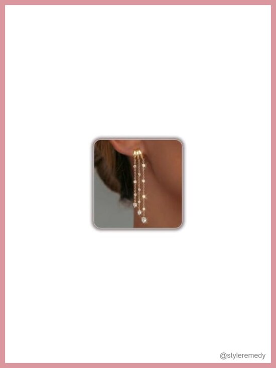 Jewelry - 14K Gold Plated Dangle Earrings - Dainty Hoop Huggie Studs - Long Hanging